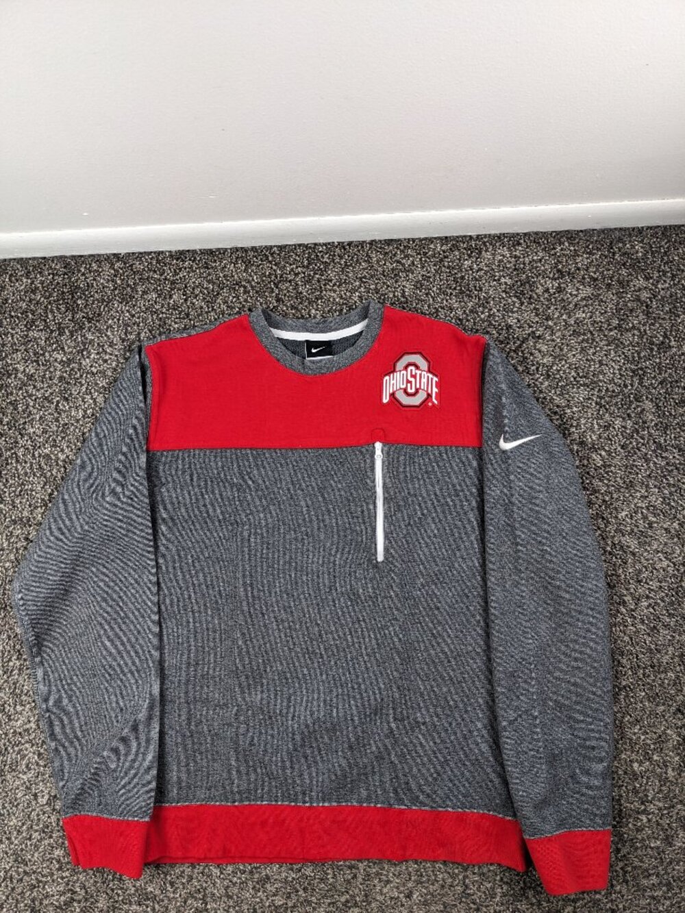 Ohio State Buckeyes Sweatshirt Nike Crewneck Sewn Patch Gray Mens Large